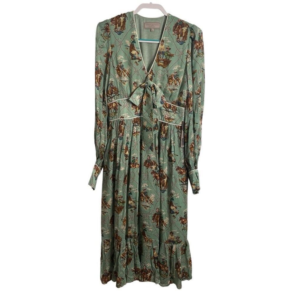 Double D Ranch Mint Sage Western Scene Midi Dress